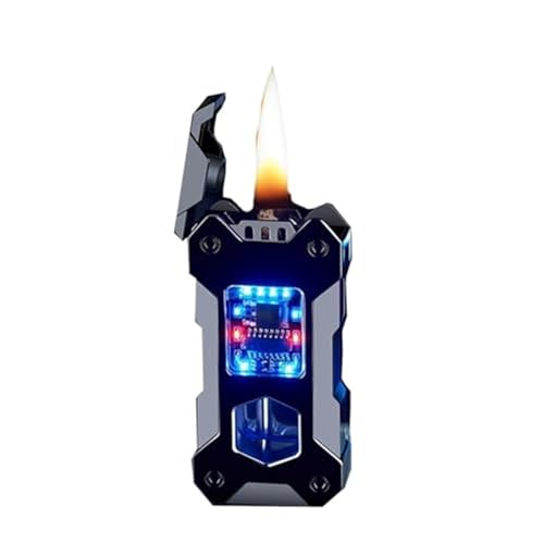 Encendedor metálico recargable con sensor de gravedad negro