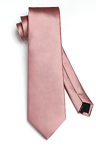 Image of HISDERN Mens Solid Color Ties Formal Satin Necktie and Pocket Square Set Classic Wedding Business Tie & Handkerchief