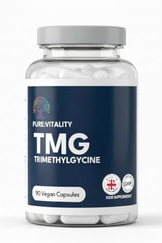 Pure Vitality: TMG - 500mg x 90 Capsules - Ultra Pure 99% Trimethylglycine As Betaine High Strength TMG DNA Production Enhance Liver & Heart Function 3rd Party Certified Vegan & Non-GMO