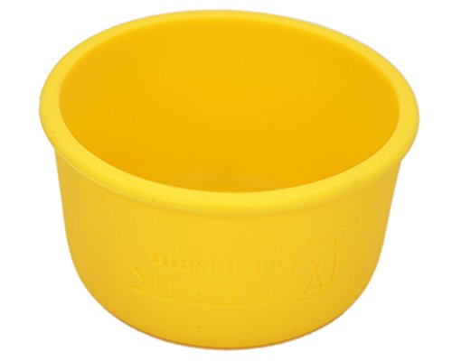 Image of Wide Mouth Half Pint 8oz Silicone Sleeves/Jackets for Protecting Kerr Jars by Mason Jar Lifestyle (Lemon Yellow, 2 Pack)