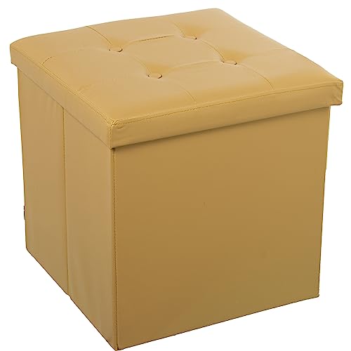 PUF PLEGABLE POLIPIEL DORADO ALMACENAJE_45X45X45CM