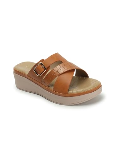 ICONICS Womens Textured Comfortable Slip On Sandal for Office Festive Outdoor Use I ICN-NI-Wn-54 Brown Wedge 7 Kids UK (B0CQYX9LDQ) Amazon Price History, Amazon Price Tracker