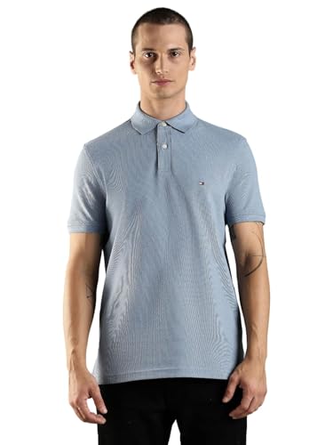 Image of Tommy Hilfiger Solid Regular fit Cotton Polo t-Shirt