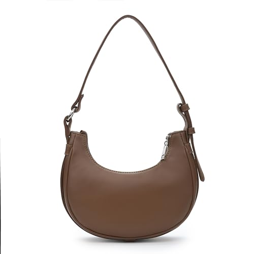 Image of K London Women's Vegan Leather Half Moon Bag | Stylish Black Shoulder Hobo | Compact Baguette Purse for Office, Casual, Party & Travel Use