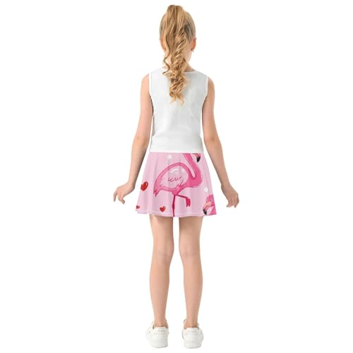 Tennis Skirts Kids Cute Flamingos Pink Girls Skorts Athletic Shorts Children Butterfly Skirt 4t4