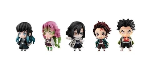 Image of Trunkin Demon Slayer Hashira Mitsuri Tengen Muichiro Obanai Sanemi Mascot Chibi Small Action Figures Set of 5 Model B Anime Figurines - 8.5 Cms