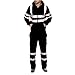 Men Casual Hoodie Solid Reflective Zipper Sanitation Workers Overalls Tops And Pants Suit Zipper Stripe Sweatsuits