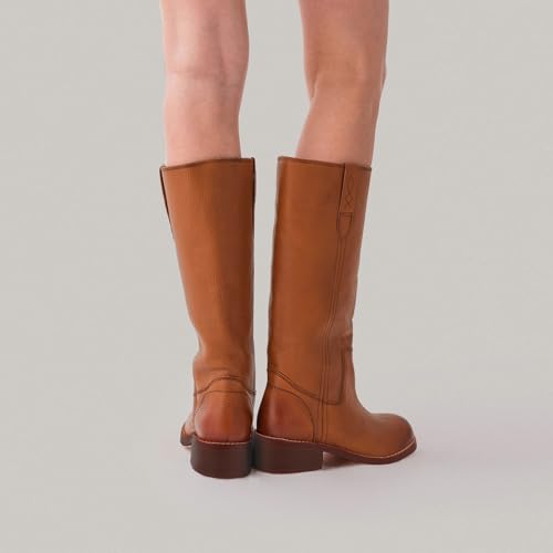 Caradise Knee High Boots for Women Square Toe Block Heel Tall Boots Vintage Pull On Low Heel Campus Boots3