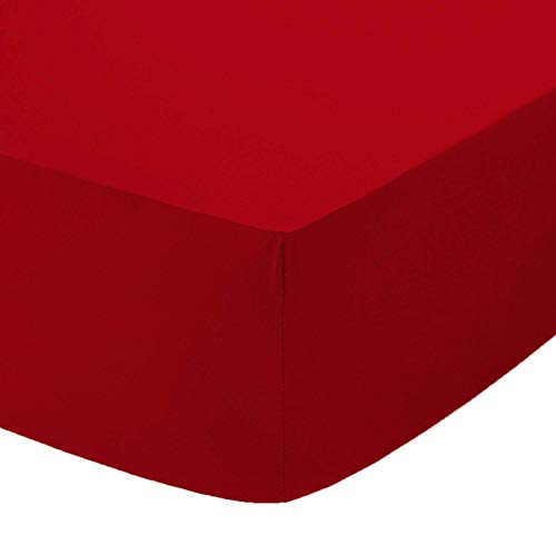 British Home Bedding Sábana bajera ajustable de percal de 40 cm (rojo, tamaño king) Cover
