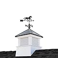 30" Square Manchester Vinyl Cupola with Black Aluminum roof and Black Aluminum Horse Weathervane by Good Directions