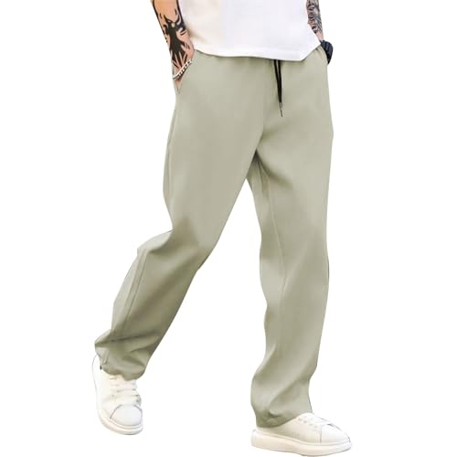 Men's Baggy Lounge Pants, High Waisted Drawstring Lightweight Hiking Athletic Pant Trousers with Pockets