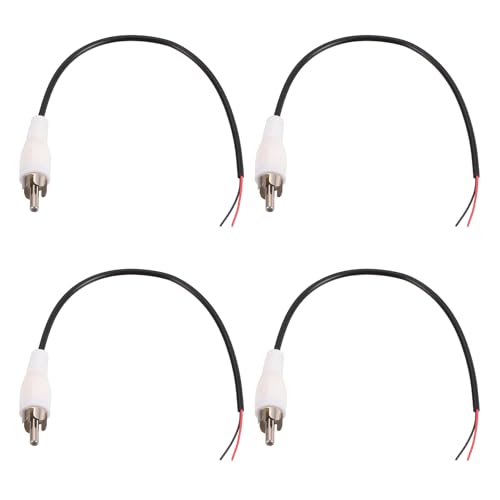 QUARKZMAN 4 Piezas Cable De Audio RCA Para Subwoofer De 8 Pulgadas, 1 Conector RCA Macho A Cable Pelado Para Amplificador Home Theater, Blanco