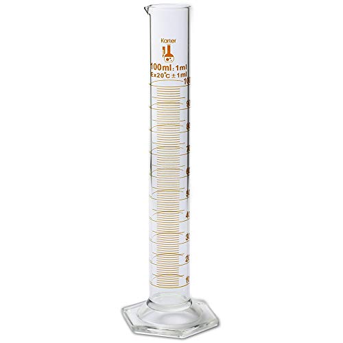 100ml Graduated Cylinder, Borosilicate 3.3 Glass, Single Metric S...