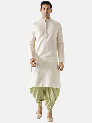 Image of KISAH Men's Navy Blue Printed Cotton Kurta - Regular Fit Long Tunic with Mandarin Collar | Ethnic Wear for Weddings & Festive Occasions