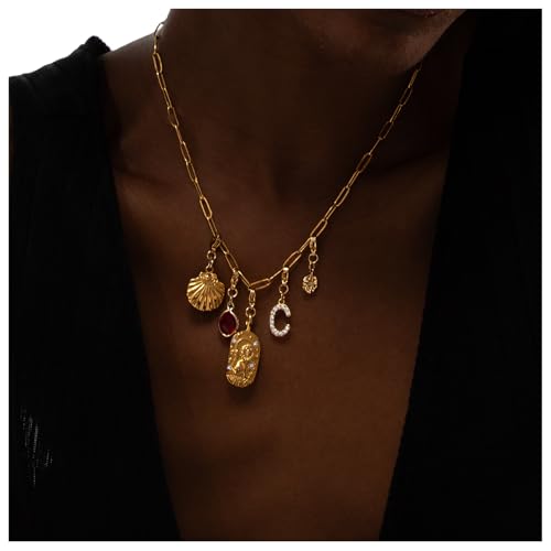 アクセサリー vintage spring charm necklace Vintage Coin Necklace-silver Paperclip Chain-reproduction