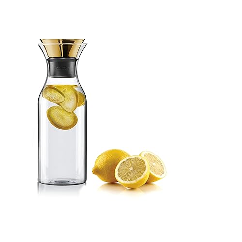 Eva Solo Caraffa da frigorifero con coperchio ribaltabile, vetro borosilicato, acciaio inox, ottone 1L