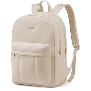 LOVEVOOK Rucksack Damen Schulrucksack Mittelgroß, Schultasche Backpack Teenager Mädchen Elegant Women, Puffer Laptop Leicht Rucksäcke Wasserdicht Tagesrucksäcke für Schule Uni Reise, Beige
