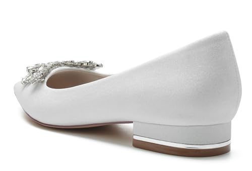 Hanfike Girls Women Wedding Flats Slip-on Lace Comfortable Evening Prom Shoes with Bows JY2594