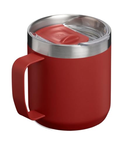 Image of STANLEY Everyday Camp Mug 12 oz | Drink Through Lid | Cup for Coffee, Tea and Drinks | Insulated Stainless Steel Coffee Mug | BPA-Free | Red Brick