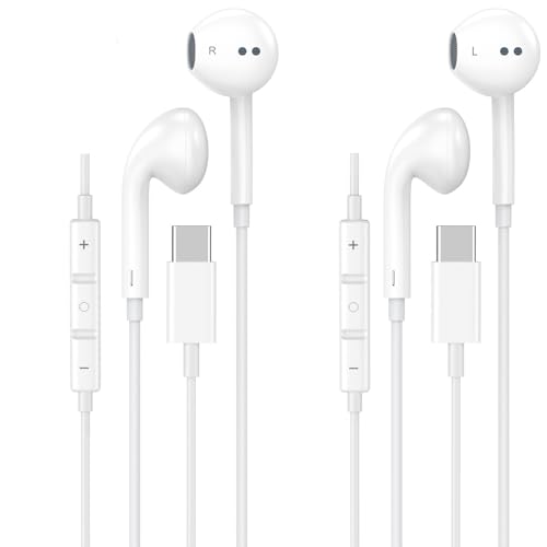 Image of USB C Headphones for iPhone 17 16 15,2 Pack USBC Type C Earphones with Microphone & Remote Control Noise Cancelling Wired Earbuds for iPhone 17 16 15 Pro Max,iPad,Galaxy S25 S24 Ultra,Pixel