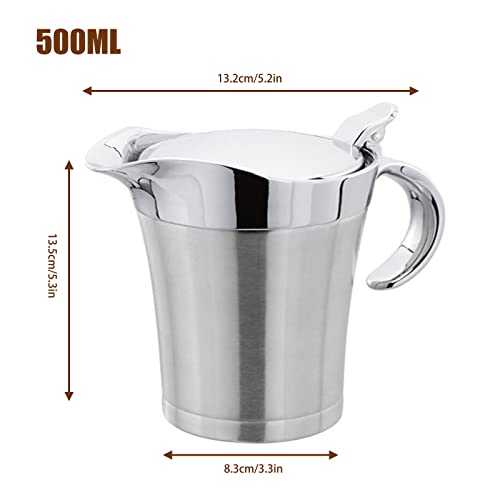 Foto von Thermo Sauciere Doppelt 304 Edelstahl 450ml Isoliert Thermo Sauciere Soßenkanne Saucenbecher Soßenschüssel mit Deckel für Servieren von Soße,Vanillesoße,Sahne,Soße