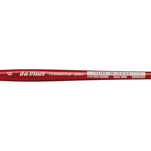 Image of da Vinci Brushes Watercolor Series 5880 Cosmotop Spin Paint Brush, Flat Synthetic with Red Handle, Size 6 (5880-06)