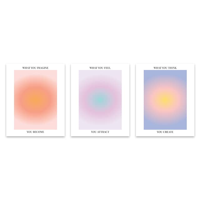 Canssape Set of 3 Danish Pastle Prints for Room Wall Art Prints Aesthetic Gradient Aura Angel Poster Prints Spiritual Wall Art12 x16 Preppy Wall Decor (Unframed)