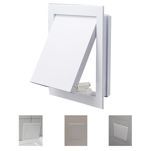 Panneau d'accès avec verrouillage poussoir – Trappe d'inspection magnétique pour mur, plafond et baignoire – Pour extérieur/intérieur – Fils et mètres – Fixation encastrée (150 x 200 mm)