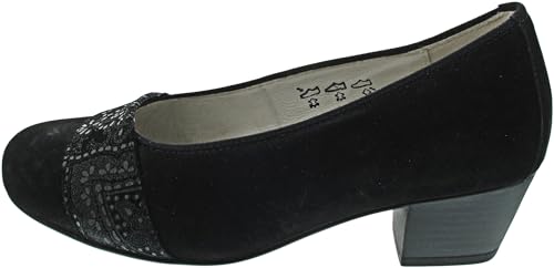 Pumps Waldläufer Käthe Schwarz escarpin noir cuir talon stable pour femme