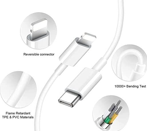 Image of 20W USB-C Power 3.3FT C Type Data Cable Lightening for iPhone 14 /14 Pro /14 Pro Max /14 Plus (Only Cable),White