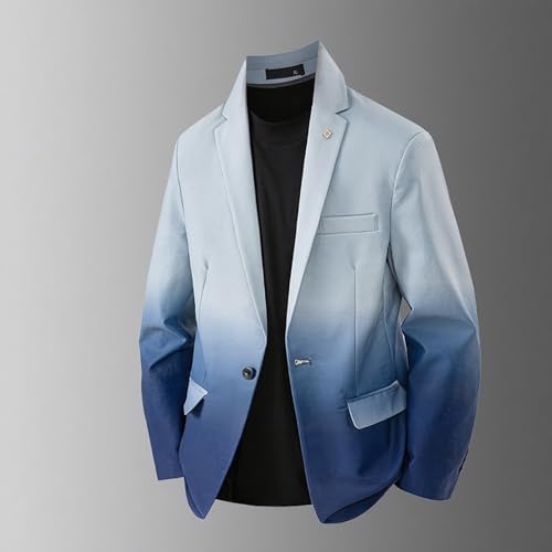 Mens Gradient Color Suit Blazer Long Sleeve One Button Lapel Collar Coat Casual Business Dinners Jacket with Pocket Plus Size2
