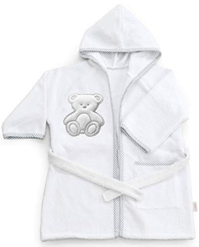 Italbaby 050.4000-0075 - Albornoz de rizo para recién nacidos, 0-6 meses, de peluche blanco, 550 g