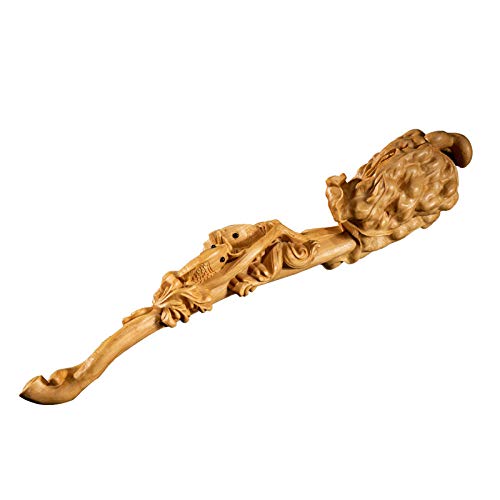 Sculpture en bois massif de poisson Ruyi fait main pour salon chic
