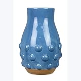 Young's Inc Large Blue Ceramic Hobnail Vase – Textured Decorative Tabletop Accent, Modern Rustic Centerpiece for Home Décor, 8.9” Tall