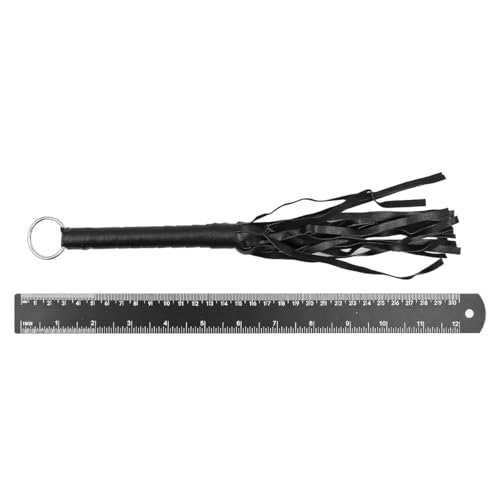 Namvo 2 Stück kleine Schwarze Peitsche, Reitgerte mit Quaste, Rutschfester Griff, Für Reitsport-Training im Freien, Wettkampf-Leistungsübungen, Rollenspiel-Peitsche (30 cm, Schwarz)