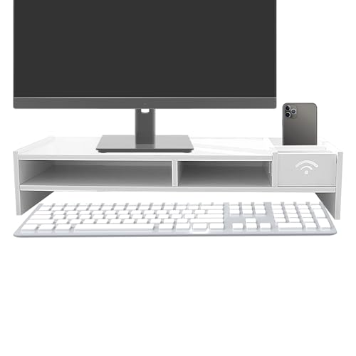 Genérico elevador pantalla PC escritorio madera soporte para pantalla de ordenador 49x20.4x10cm organizador escritorio madera para ordenador portátil PC TV hogar soporte monitor