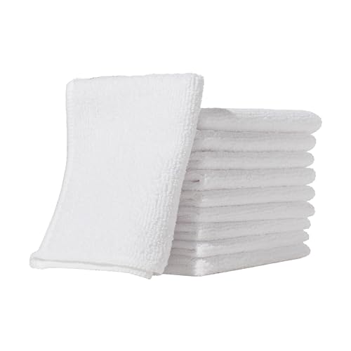 Furniture Clinic Pack of 10 Microfibre Cloths – Lint Free - White Cleaning Cloths - Reusable and Washable, 20 cm x 25 cm, Microfibre-Cloth-10Pack
