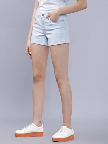 Image of Tokyo Talkies Women's Regular Fit Denim Shorts | Stretchable Shorts
