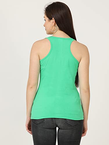 Image of FLEXIMAA Women's Cotton Plain Round Neck Sleeveless T-Shirt