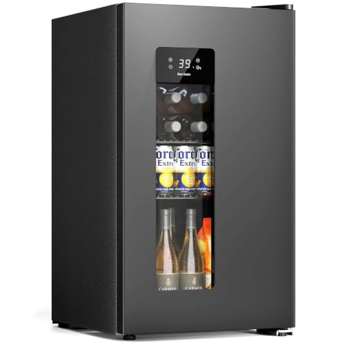 Image of Antarctic Star Auto Defrost Beverage Refrigerator, 130 Can Mini Fridge with Glass Door &Adjustable Shelves, 21-50F Temp Control,Beverage Cooler for Soda, Beer, Wine, Home Bar, Office, 3.2 Cu.Ft