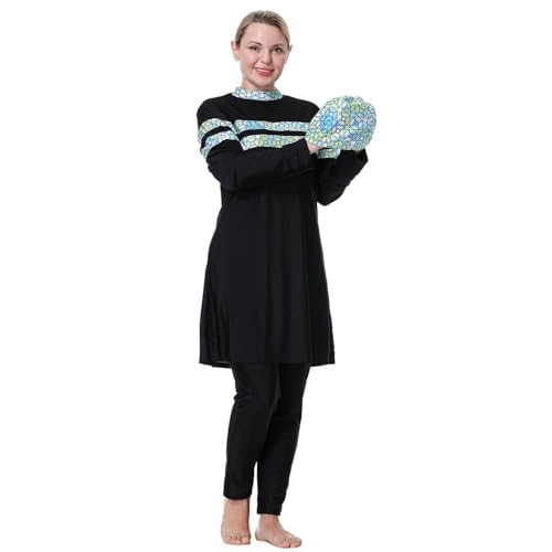 Dasongff - Traje de baño para mujer musulmán, 2 piezas, musulmanes, Burkini Surf Wear Modest, traje de baño de playa musulmán, cómodo, azul, 6X-large