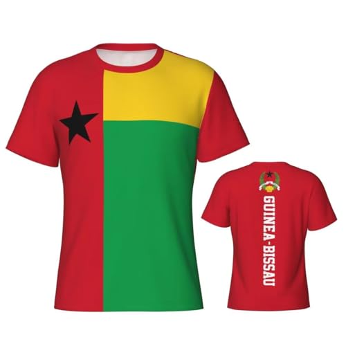T-Shirts de Sport Drapeau De Guinée-Bissau Maillot de Foot Soutien National Haut d’Entraînement Fitness Respirant Léger Chemise Course à Manches Courtes Cadeaux des Fans