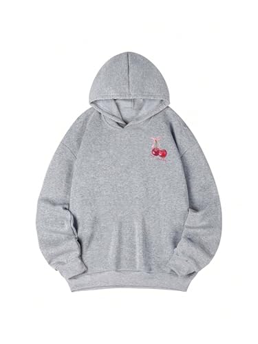 SweatyRocks Girl's Cherry Graphic Hoodie Long Sleeve Cute Hooded Sweatshirt Fall Outfits