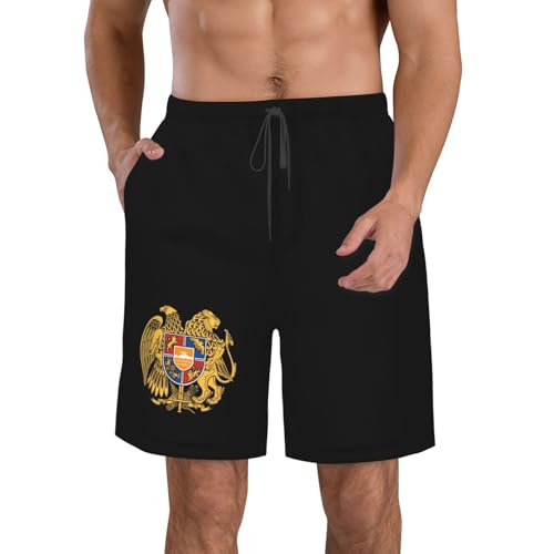 Coat of arms of Armenia Mens Swim Trunks Quick Dry Swim Board Shorts Casual Beach Shorts
