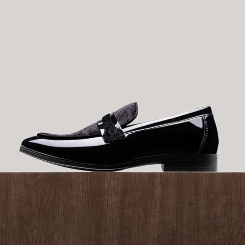 Bruno Marc Men's Tuxedo Patent Loafers Classic Velvet Slip-on Dress Shoes,Size 8,Black-Velvet,SBLS2407M