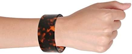 Bling Jewelry Fashion Statement Brown Golden Acrylic Marbled Leopard Tortoise Shell Wide Or Narrow Cuff Bangle Bracelet For Women Teen - Image 6