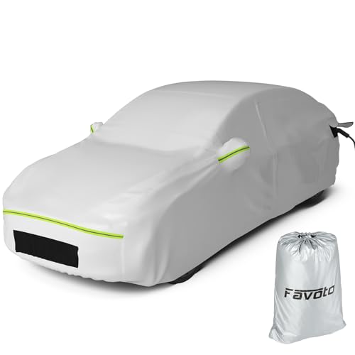Favoto Car Cover for Tesla Model Y - Custom Fit Vehicle Cover 6 Layers Waterproof All Weather Outdoor Rain Snow Sun Dust Protection with Charging Port Ventilated Mesh Door Zipper for model y car cover