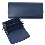 [MGsable] 長財布 かぶせ レディース メンズ 本革 スキミング防止 RFID 大容量 軽量 財布 シンプル フラップ 小銭入れ 仕切り 多収納 軽い L字 YKK おしゃれ 牛革 レザー かぶせ財布 主婦 大人 女子 女性 男性 人気 ギフト 【ネイビー】
