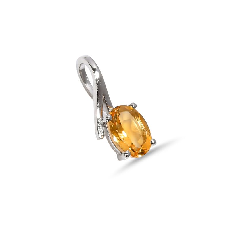 Pendentif citrine naturelle ovale 7x5mm en argent 925 fait main SP16