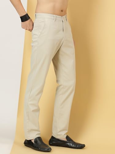 Image of Thomas Scott Men's | Solid | Light Weight | Breathable Fabric | 4 Pockets | Mid Rise | Slim Fit | 100% Cotton | Button Waist | Chino Trouser | Pants